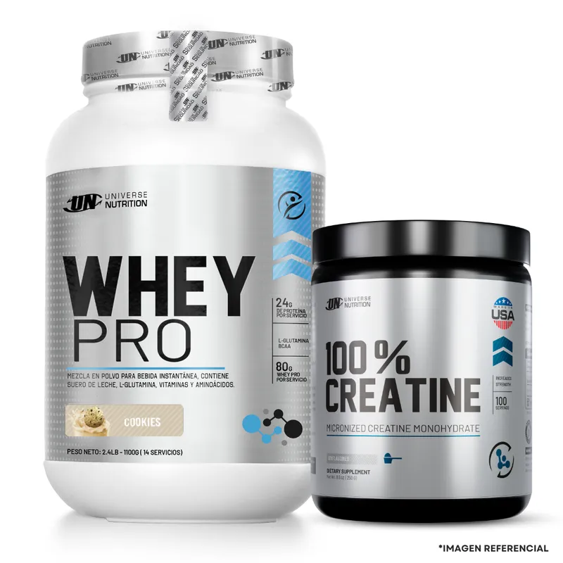 UNIVERSE NUTRITION - Whey Pro 1.1 kg cookie and cream + 100 % Creatina UN 250g