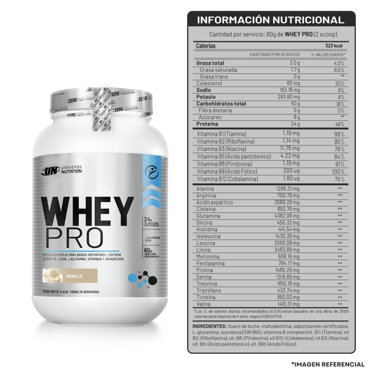 UNIVERSE NUTRITION - Whey Pro 1.1 kg cookie and cream + 100 % Creatina UN 250g