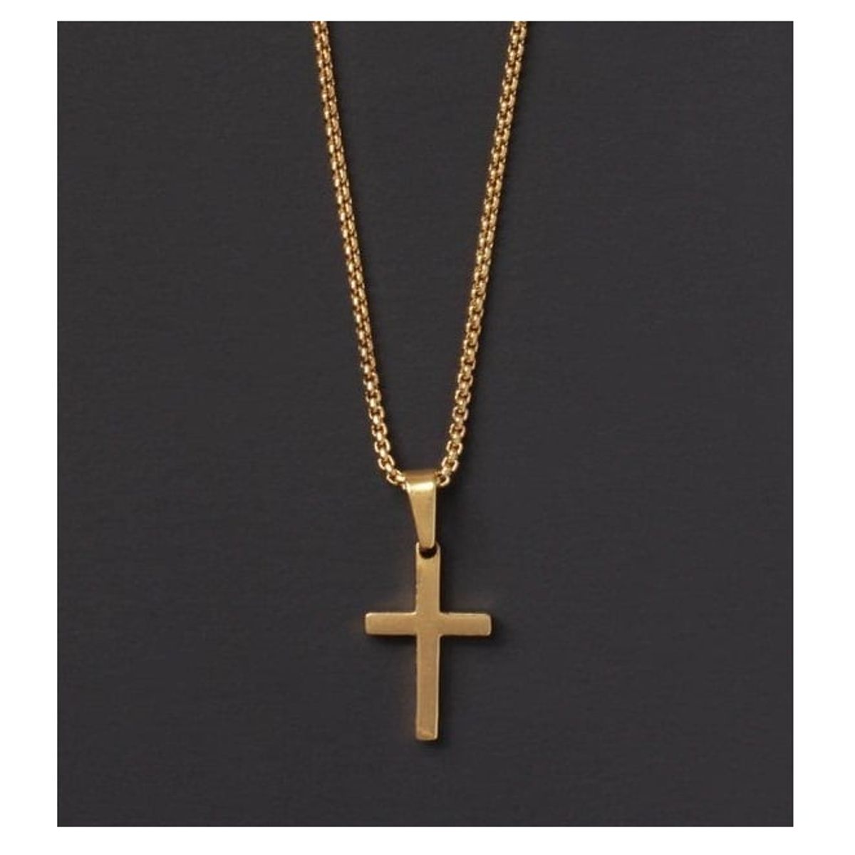 OEM - Collar Hombre Cruz Plana Mediana Acero Inoxidable Regala x SAN VALENTIN