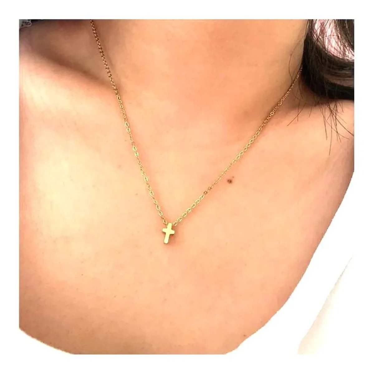 OEM - Collar Mujer Cruz Pequeña Fino Acero Inoxidable x SAN VALENTIN