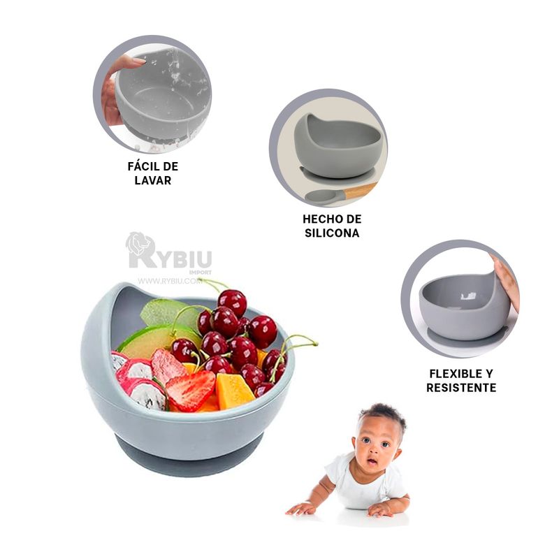 GENERICO - Utensilios de Silicona para Bebe Plomo Y+Gift Stickers