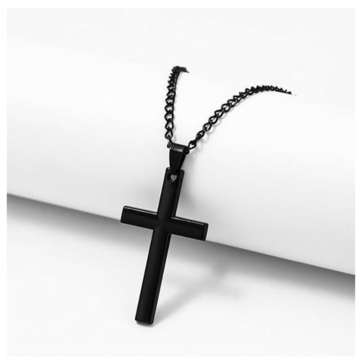 OEM - Collar Hombre Cruz Plana Acero Inoxidable Negro x SAN VALENTIN