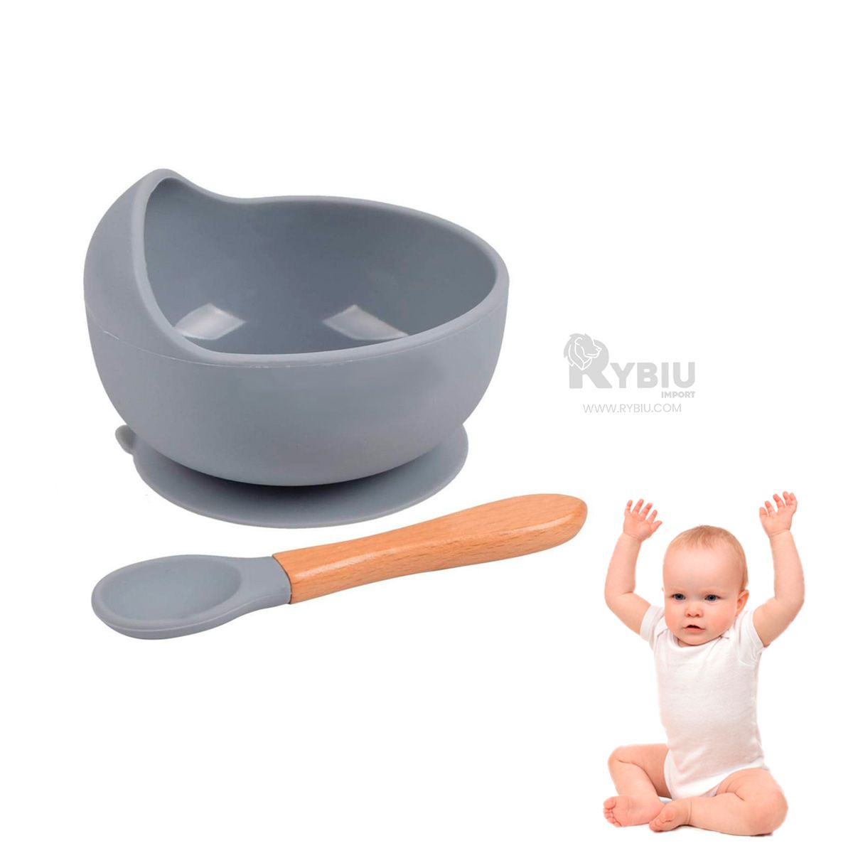 GENERICO - Plato para Food Ergonomico Color Plomo Y+Papel de Regalo