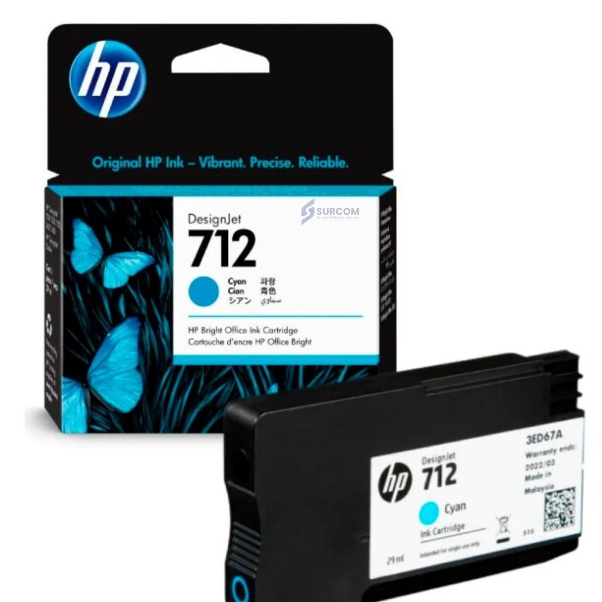 HP - Cartucho de Tinta HP 712 Cyan (1VV58A) Original