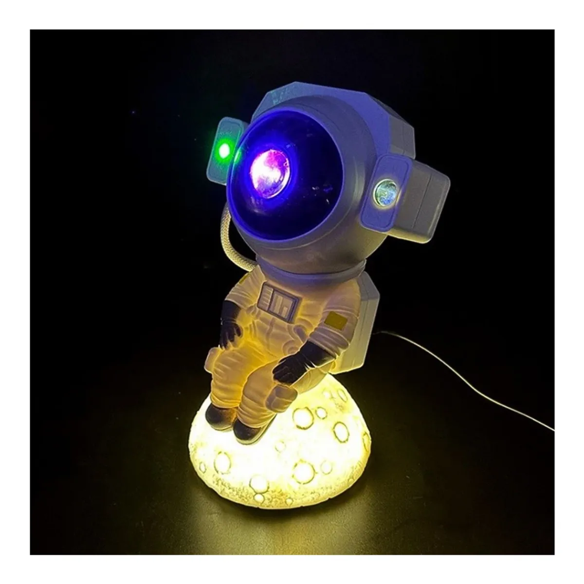 GENERICO - Lampara de proyeccion galaxia con parlante en diseño de astronauta