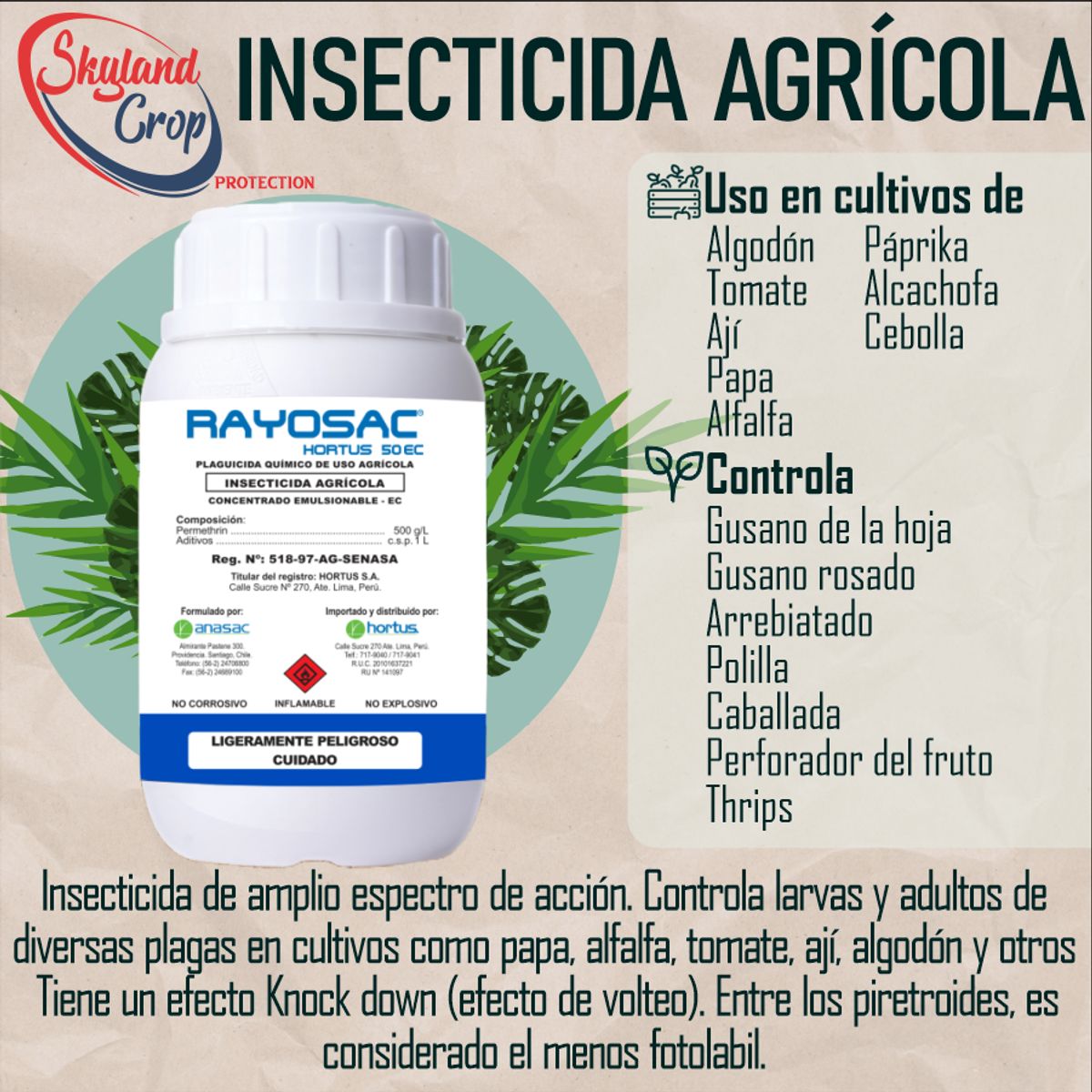 GENERICO - RAYOSAC 50EC 250mL INSECTICIDA AGRÍCOLA