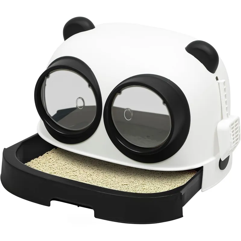 GENERICO - Arenero cerrado para gato diseño panda doble ingreso