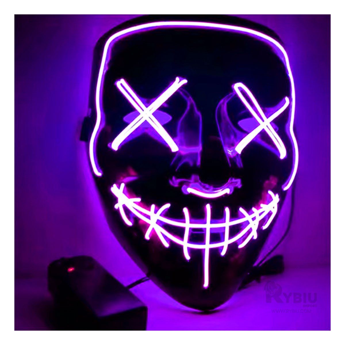RYBIU IMPORT - Mascara Purga con Luces Led Neon Halloween en Morado