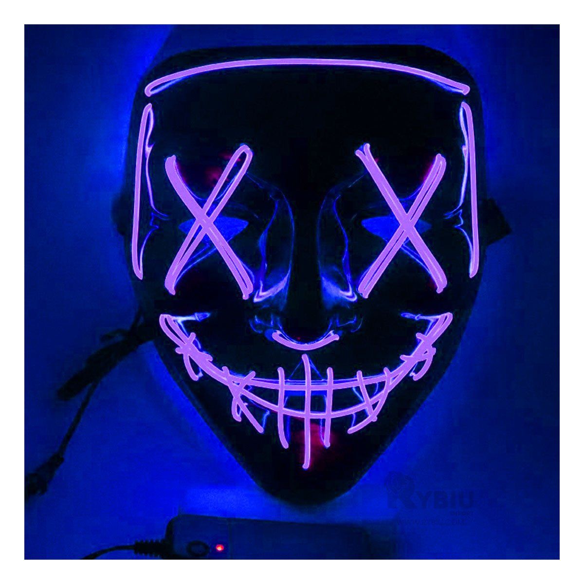 RYBIU IMPORT - Mascara Purga con Luces Led Neon Halloween en Morado