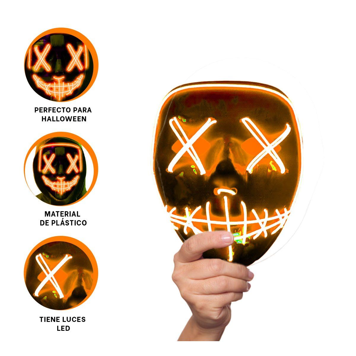 RYBIU IMPORT - Antifaz para Hallowen Color Naranja Y+Envoltorio de Regalo
