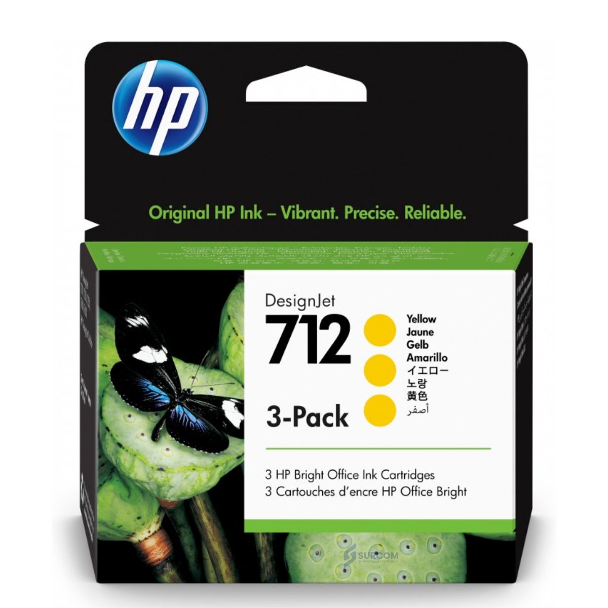 HP - Cartucho 3 Pack de Tinta HP 712 Amarillo Original - 29ml (3ED77A)