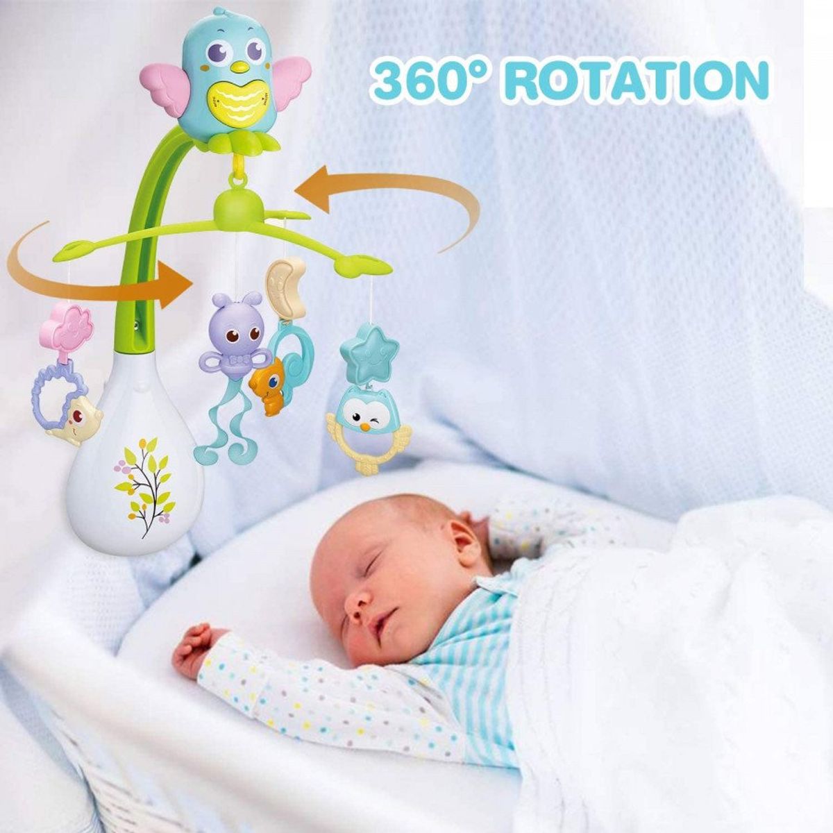 GENERICO - Movil Cuna Musical Rotación 360 grados Para Bebés