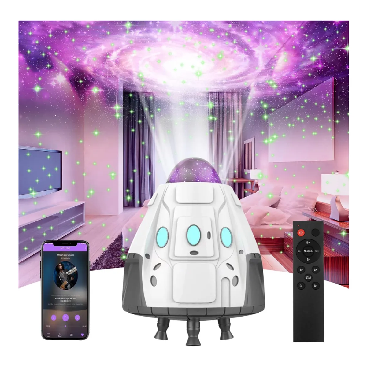 GENERICO - Lampara de proyeccion para niños Proyector de galaxia diseño cohete