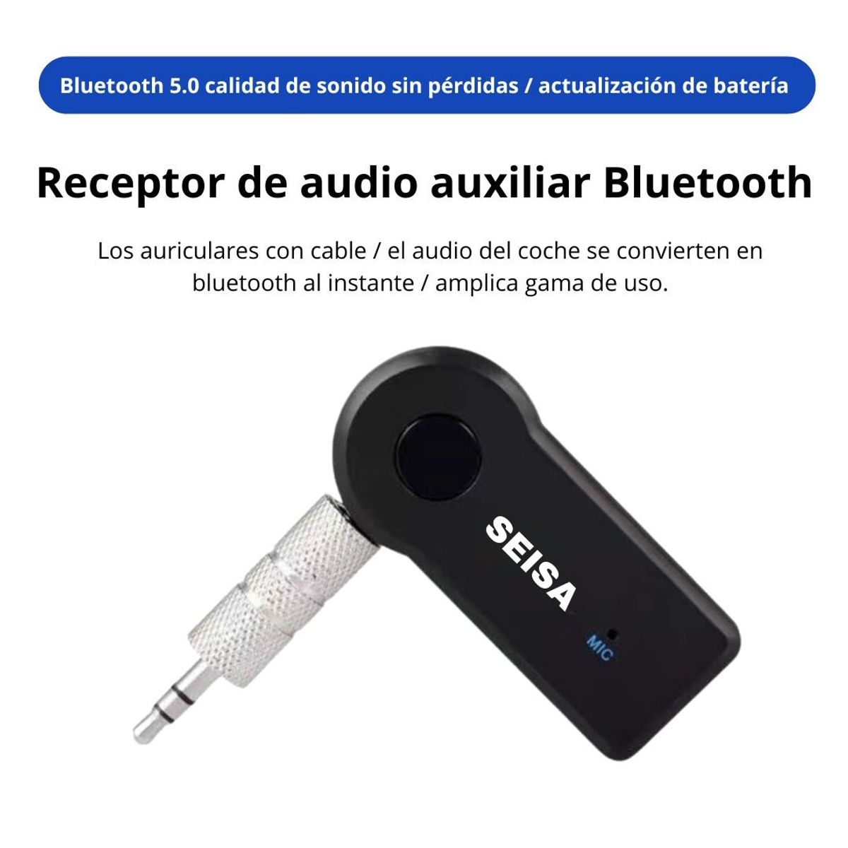 SEISA - Adaptador Receptor Bluetooth de Audio Aux 35mm Hands Free SEISA BT-350