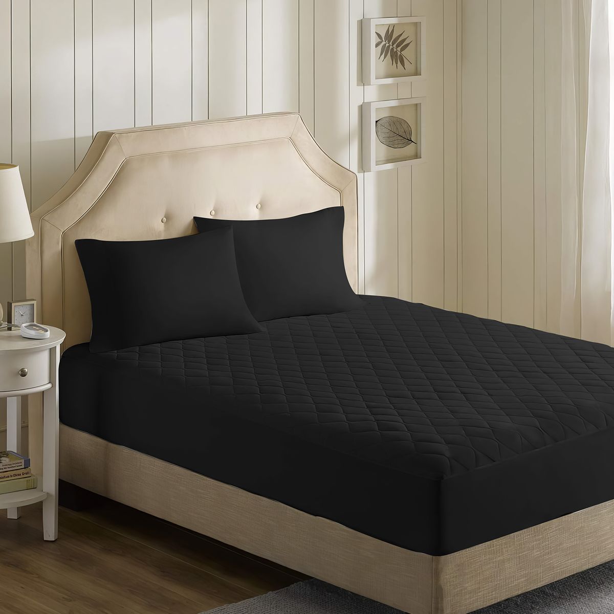 GENERICO - CUBRECOLCHÓN, PROTECTOR 1,5 PLAZAS IMPERMEABLE - Negro - 1,5