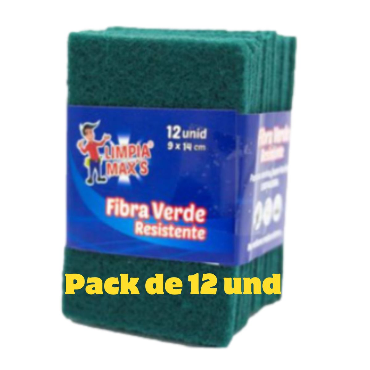 GENERICO - ESPONJA FIBRA VERDE LIMPIA MAX´S X 12 UNIDADES