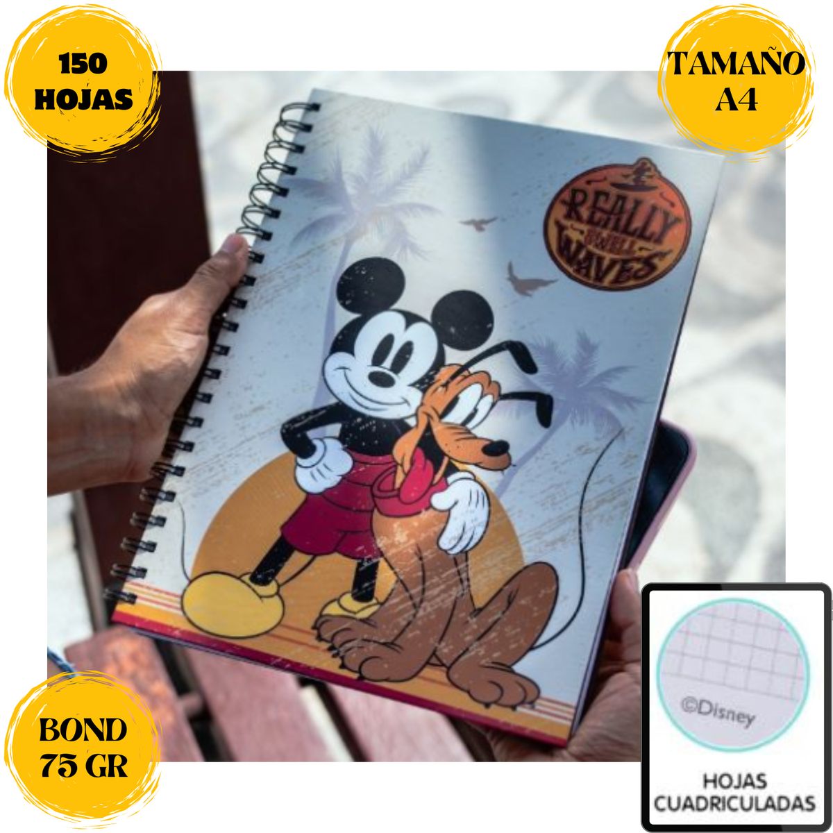 ROMAX - Cuaderno anillado de 150 hojas Disney MICKEY MOUSE