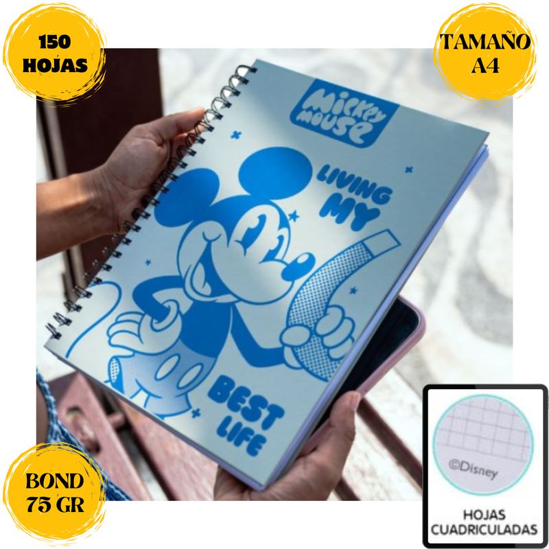 ROMAX - Cuaderno anillado de 150 hojas Disney MICKEY MOUSE
