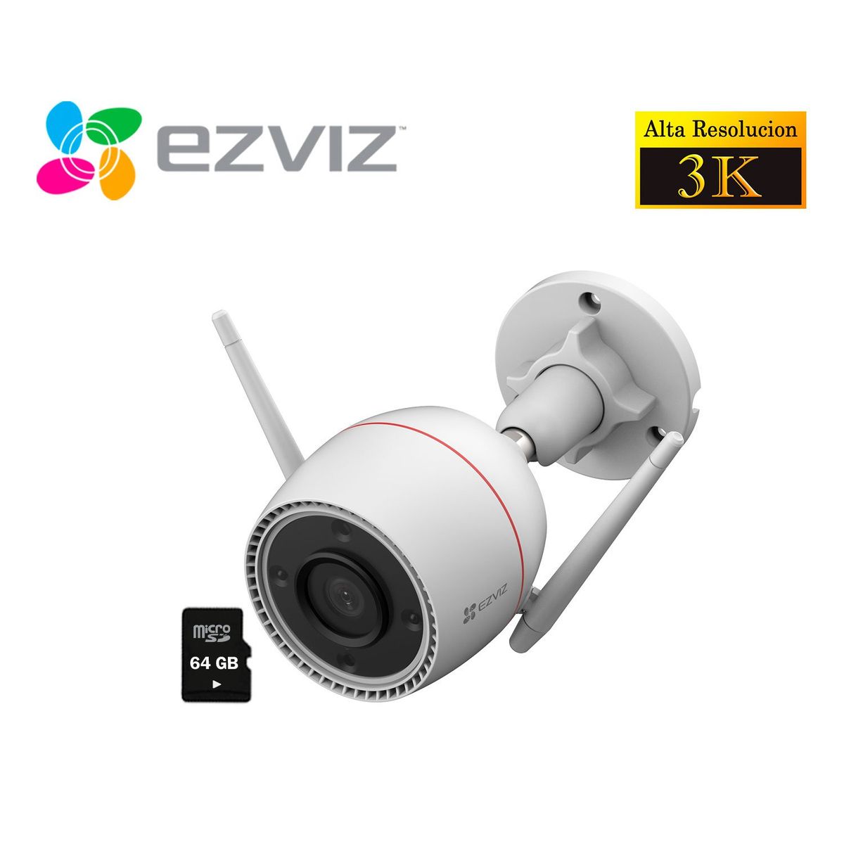 EZVIZ - Ezviz Cámara Seguridad Wifi H3C 5MP 3K IP67 Noche Color SD 64GB