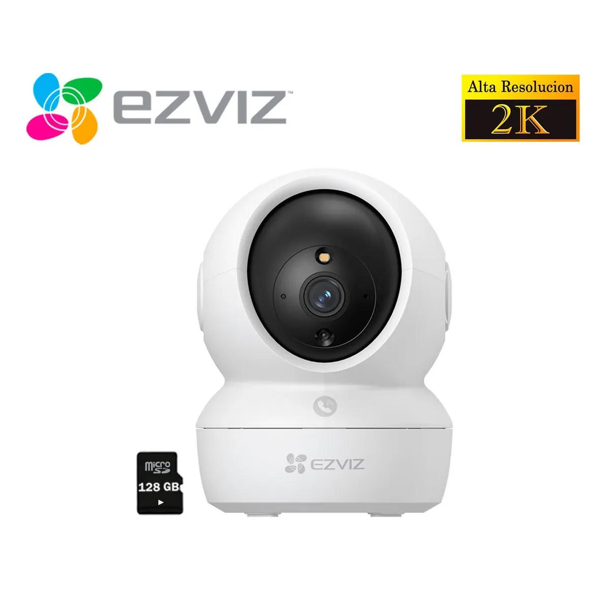 EZVIZ - Ezviz Cámara Wifi H6C PRO 3MP Gira 360 Boton Llamada + Micro SD 128Gb