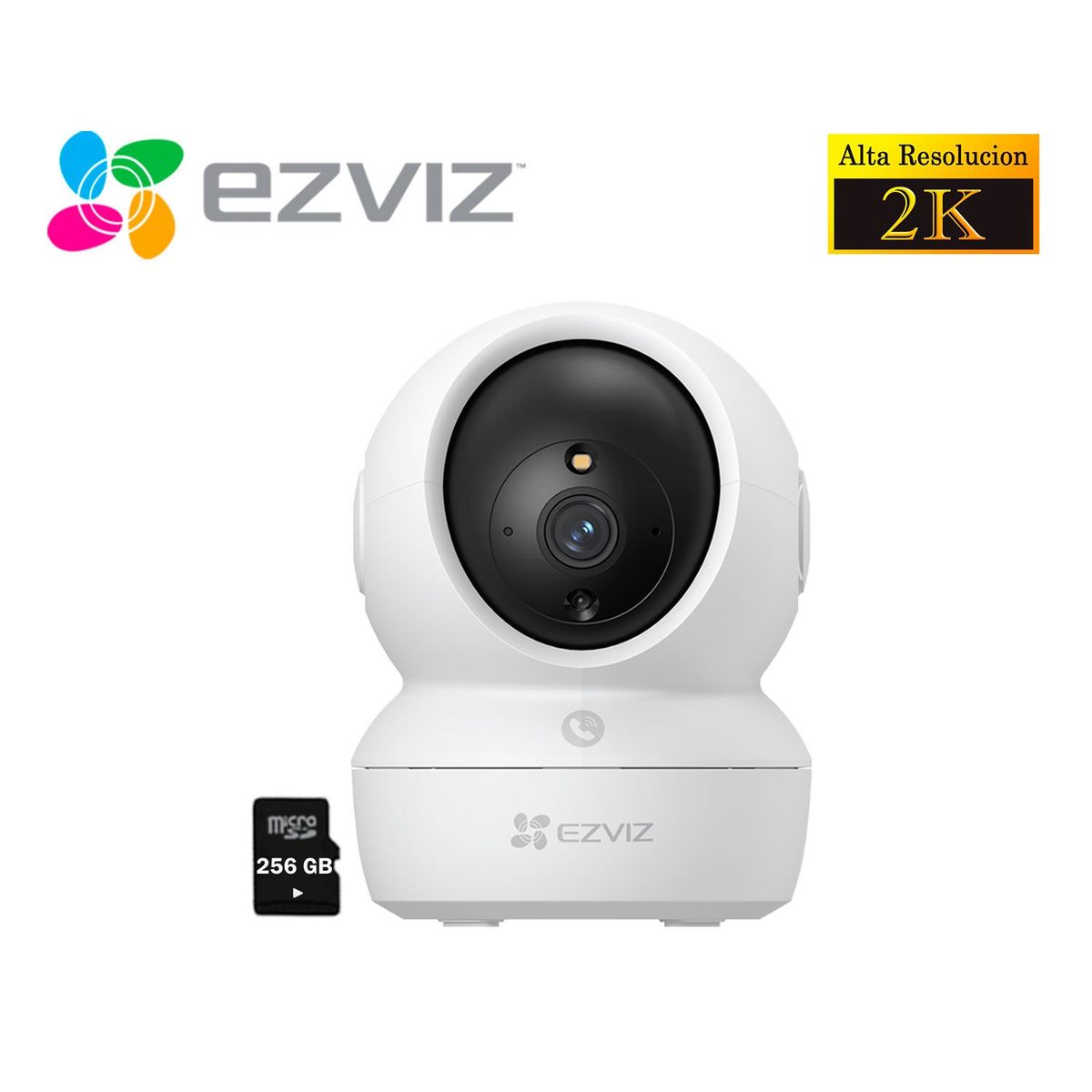 EZVIZ - Ezviz Cámara Wifi H6C PRO 3MP Gira 360 Boton Llamada + Micro SD 256Gb