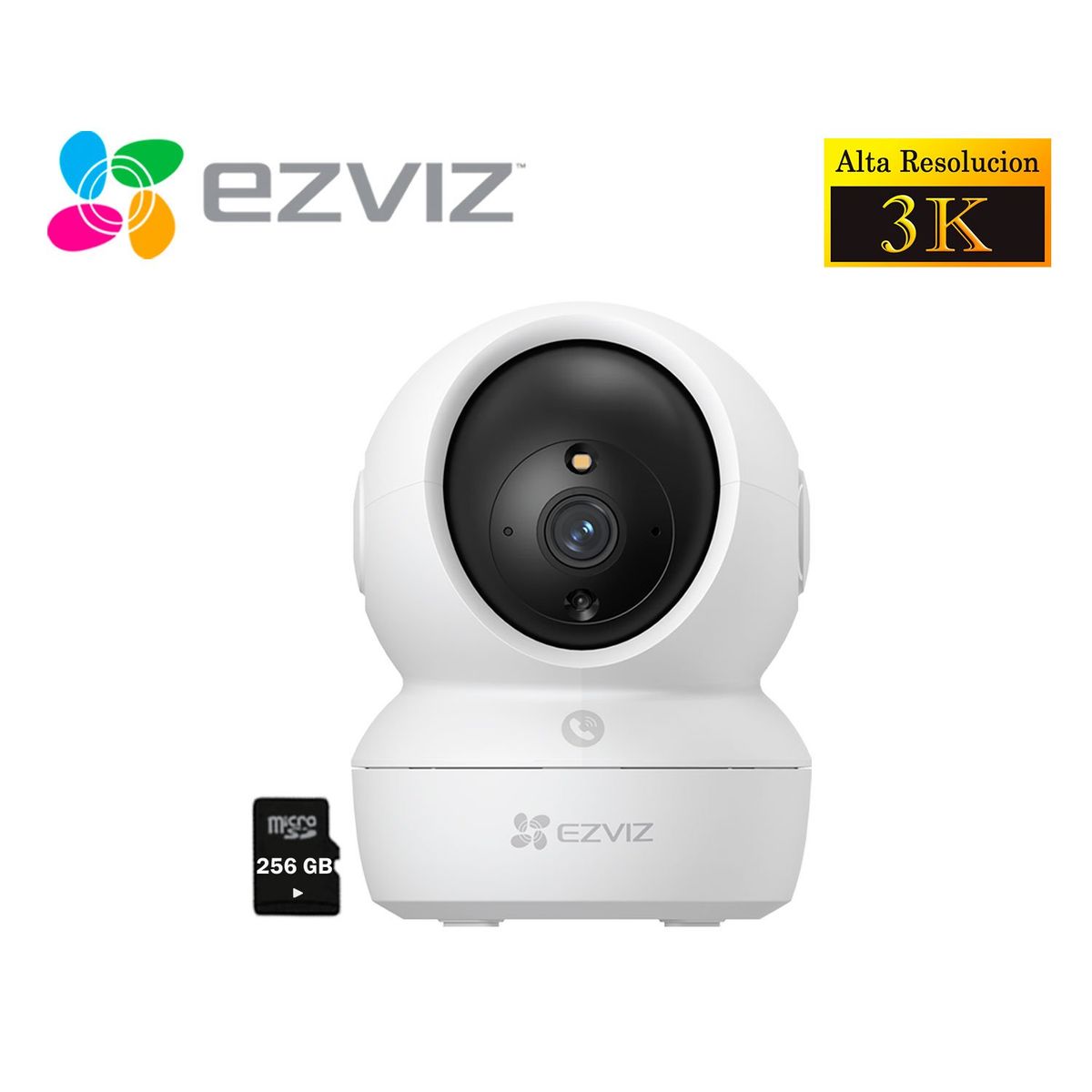 EZVIZ - Ezviz Cámara Wifi Inalámbrica H6C PRO 5Mp Gira 360 + Micro sd 256Gb