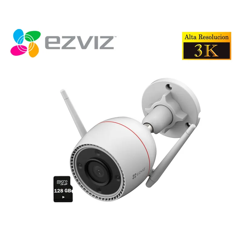 EZVIZ - Ezviz Cámara Seguridad Wifi H3C 5MP 3K IP67 Noche Color SD 128GB