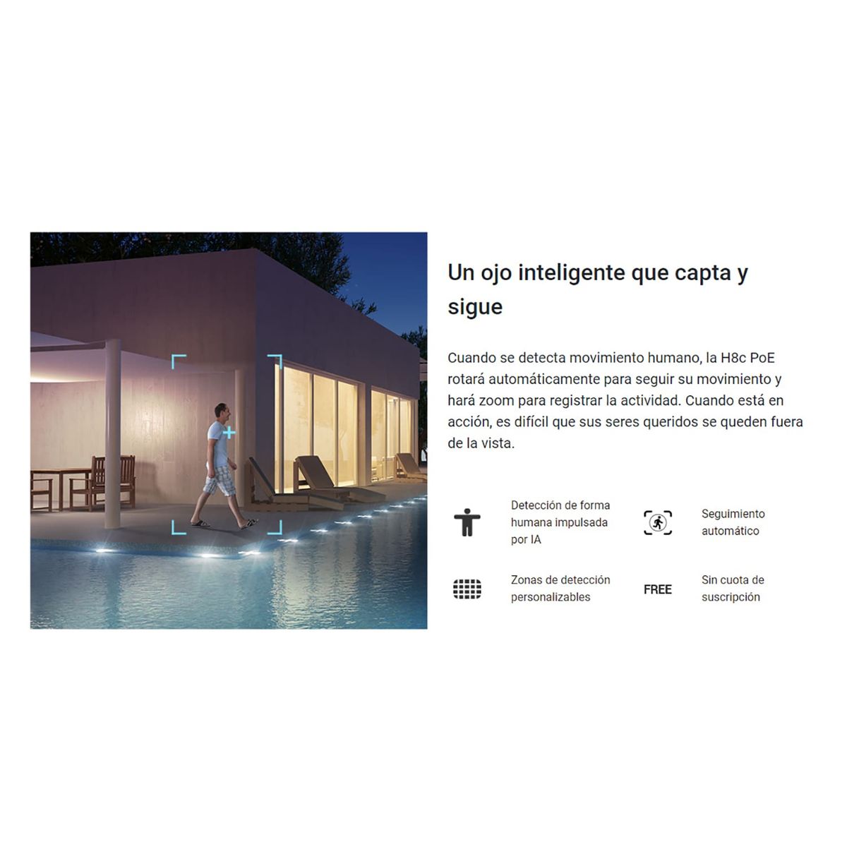Ezviz - Cámara Seguridad Ezviz H8C 2K POE 3MP Gira 360 Wifi Noche Color