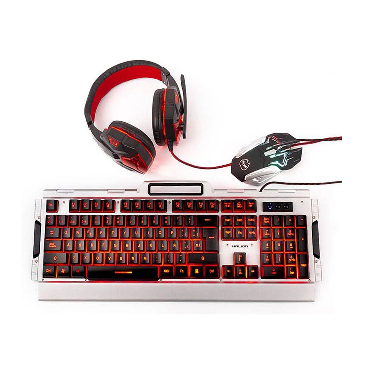 HALION - Kit Gamer Halion HA-860C PANZER 3 en 1 anti-ghostin Luces LED