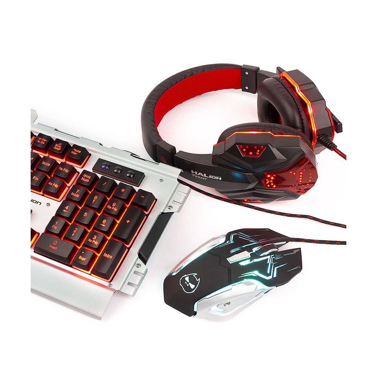 HALION - Kit Gamer Halion HA-860C PANZER 3 en 1 anti-ghostin Luces LED