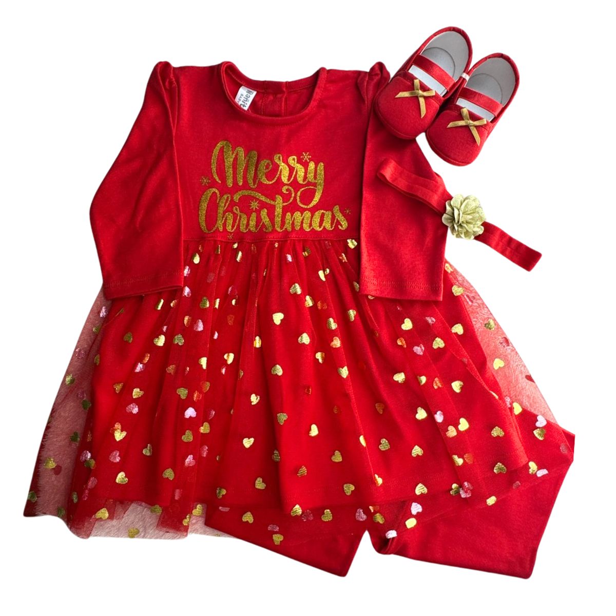 GENERICO - CONJUNTO VESTIDO 4 PIEZAS PARA BEBÉ NIÑA