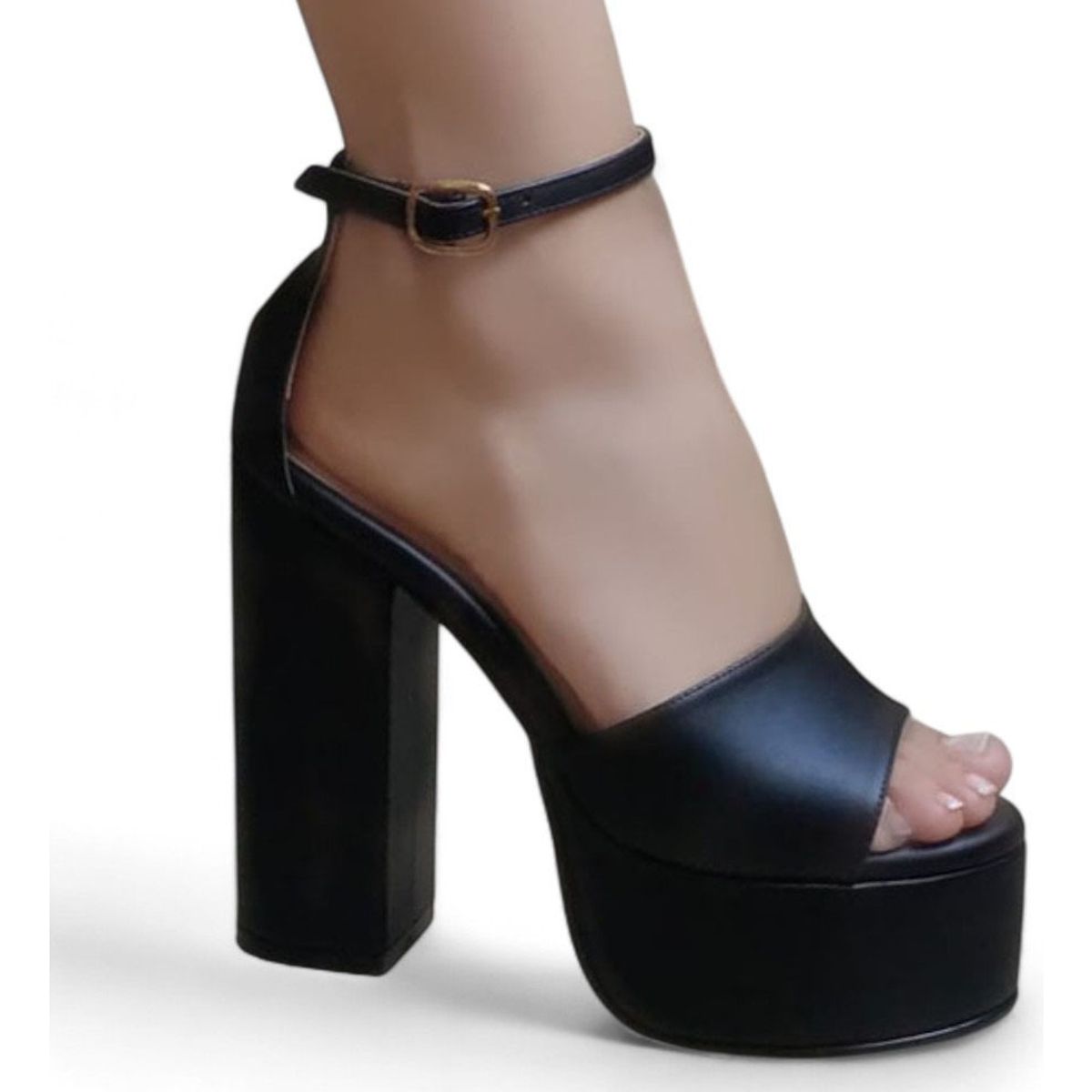 GENERICO - Sandalia Mujer Taco 12 Cuadrado 2086L-75 Color Negro