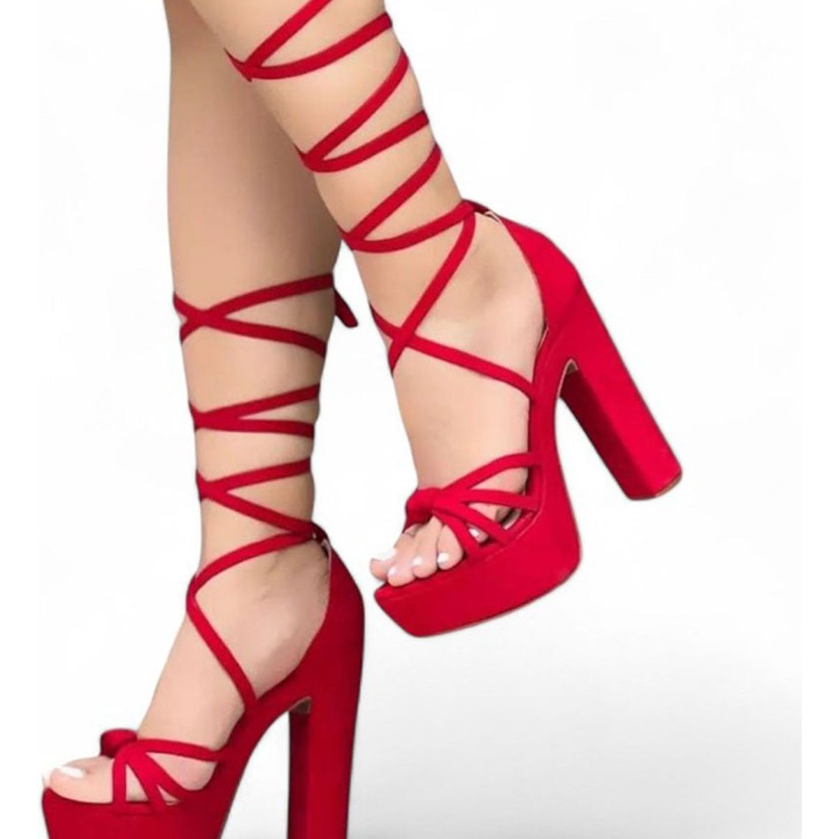 GENERICO - Sandalia Mujer Taco 9 Planta Pu 2086L-52 Color Rojo