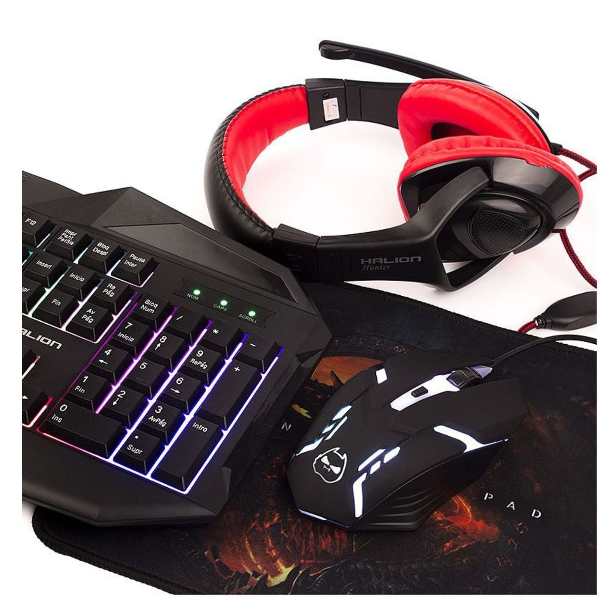 HALION - Combo Gamer Halion HA-403C Hunter Luz Led Rainbow