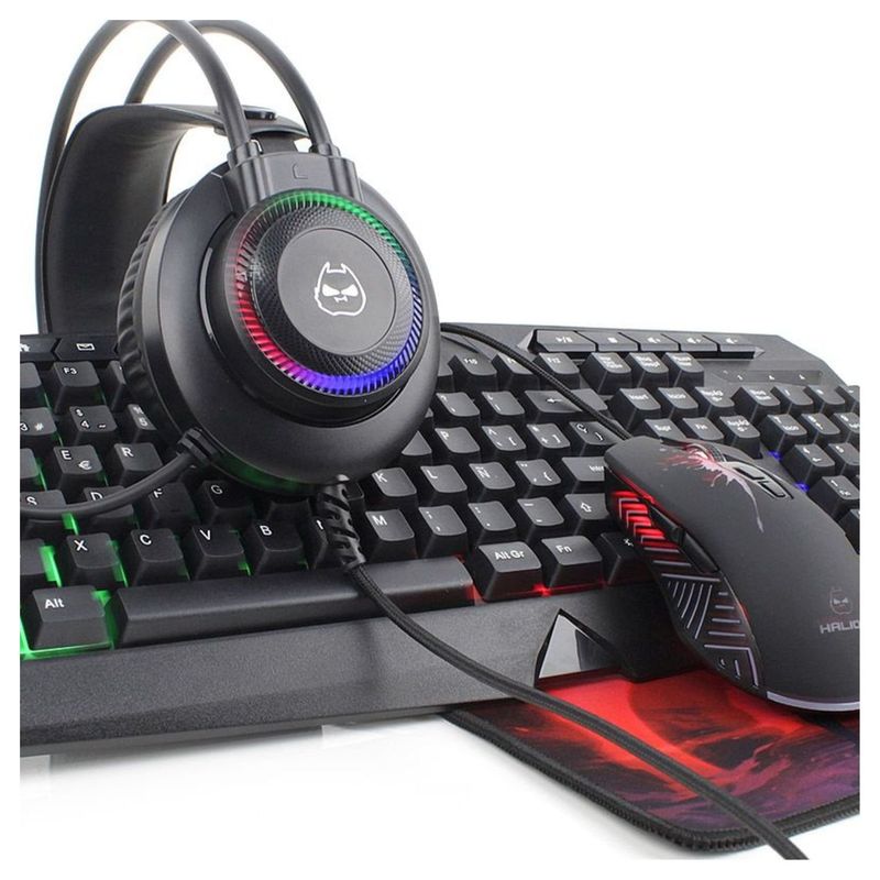 HALION - Combo Gamer 4 en 1 Halion HA-875C Luces rainbow