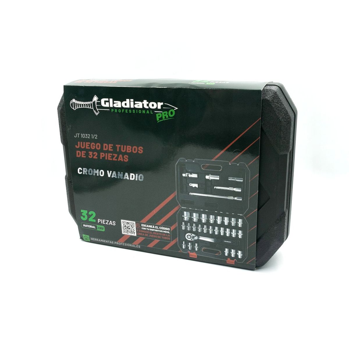 GLADIATOR - JUEGO DE TUBOS DE 32 PIEZAS CROMO VANADIO - GLADIATOR PRO JT 1032 1/2