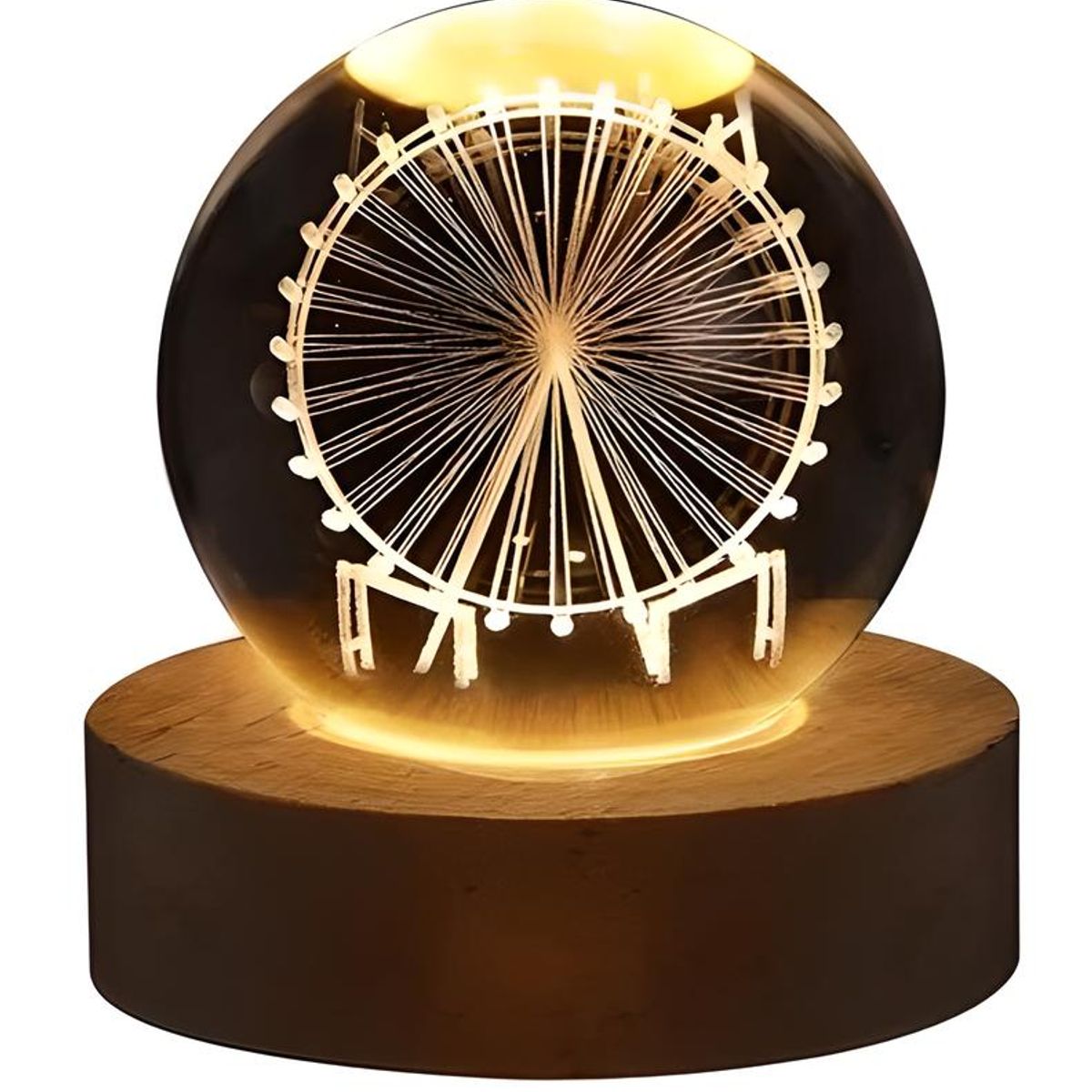 GENERICO - ESFERA DE CRISTAL LÁMPARA ADORNO RUEDA DE LA FORTUNA LUZ LED 3D