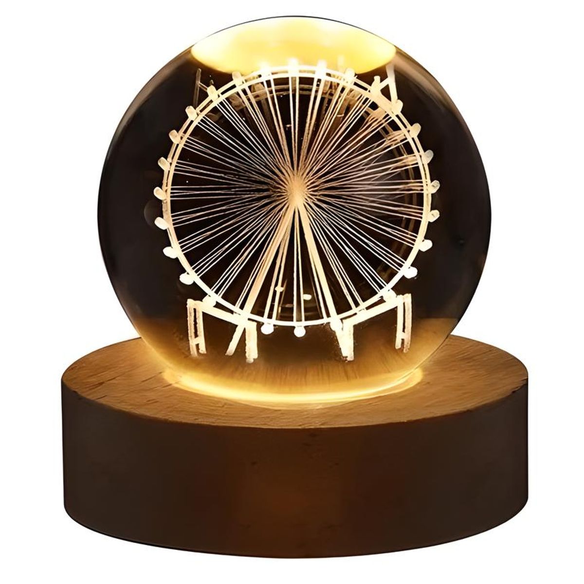 GENERICO - ESFERA DE CRISTAL LÁMPARA ADORNO RUEDA DE LA FORTUNA LUZ LED 3D