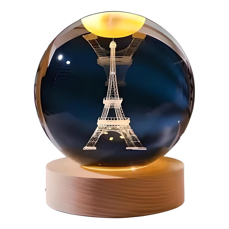 GENERICO - ESFERA DE CRISTAL LÁMPARA LED ADORNO TORRE EIFFEL DECORATIVO 3D