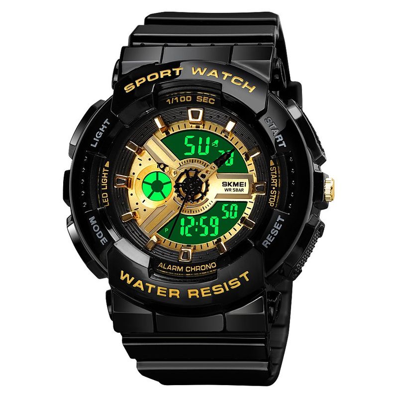 SKMEI - Reloj Skmei 1689 Negro con detalles Dorado sdama o niñas