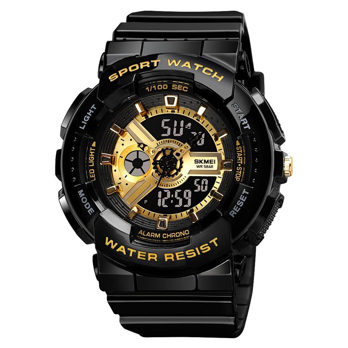SKMEI - Reloj Skmei 1689 Negro con detalles Dorado sdama o niñas