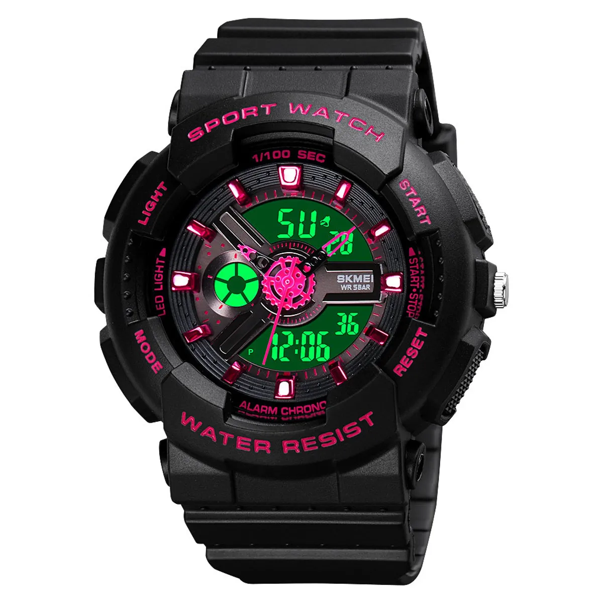 SKMEI - Reloj Skmei 1689 Negro con detalles Fucsia sdama o niñas