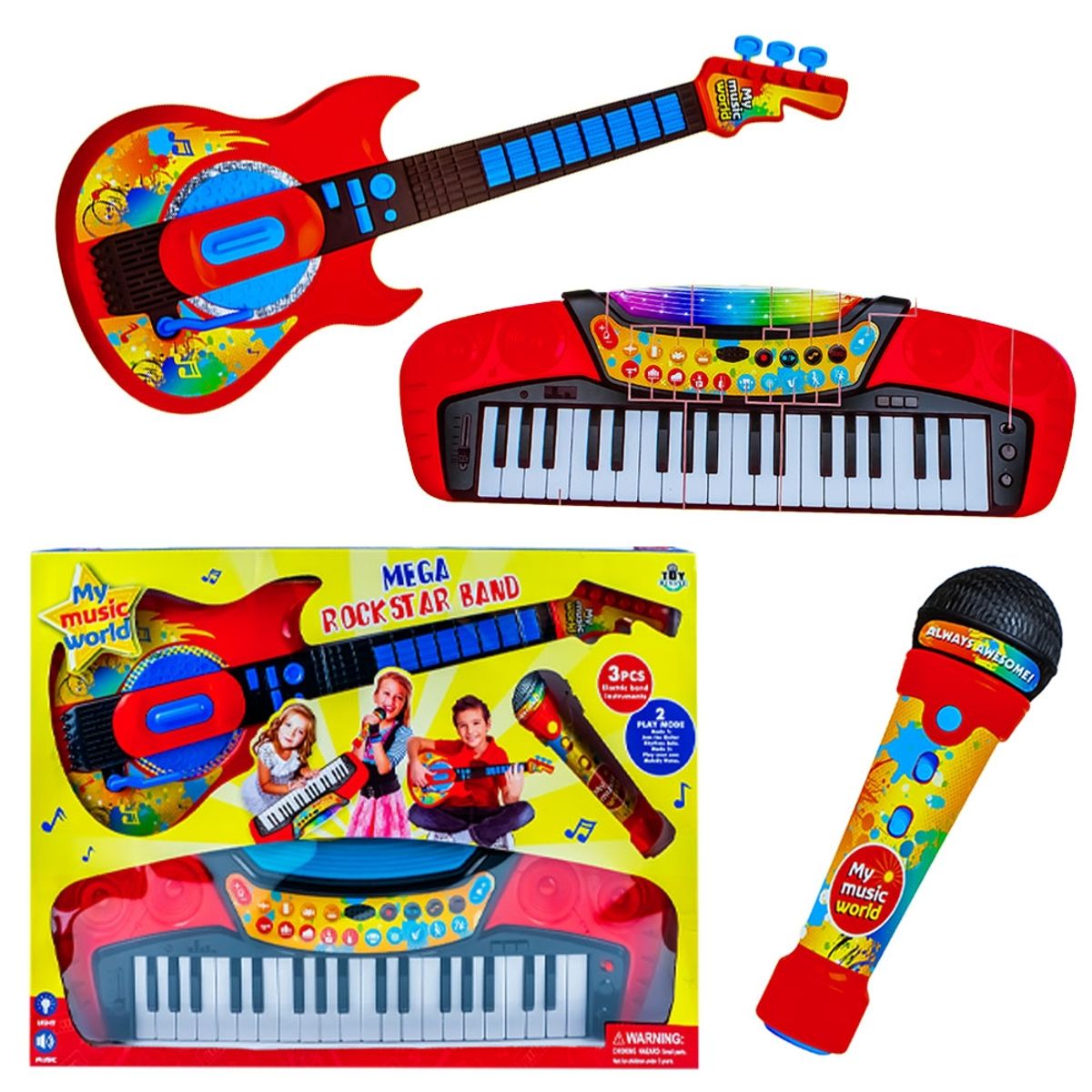 GENERICO - Set Musical Guitarra Órgano y Micrófono Luces Led