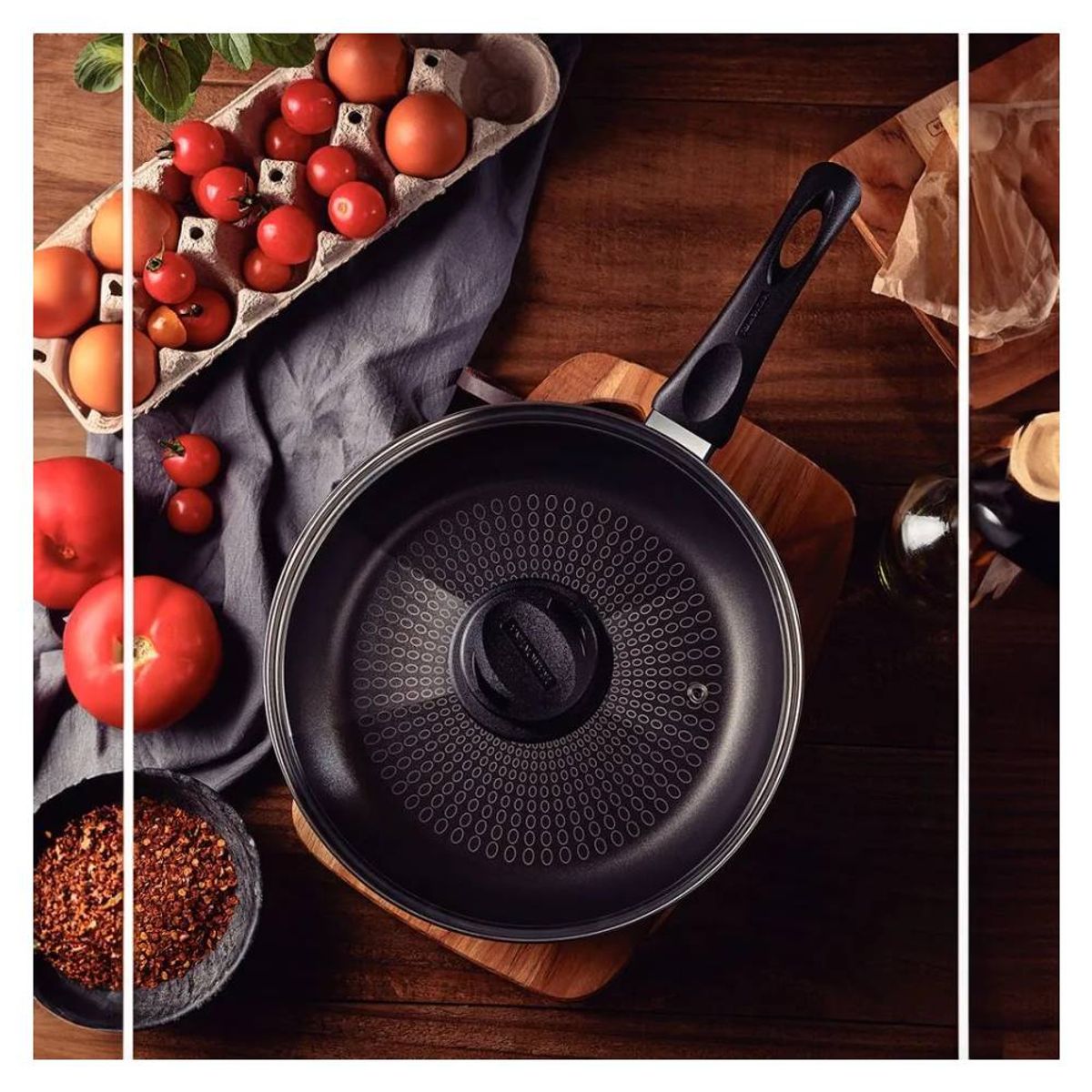 TRAMONTINA - Sartén Antiadh Negro Recta CTapa Paris 24