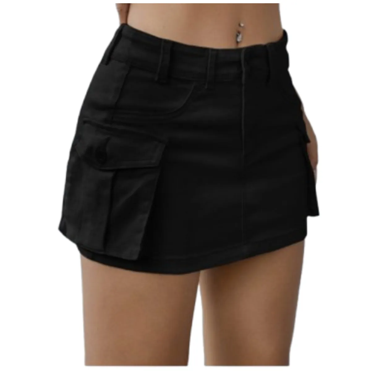 GENERICO - Falda Cargo Jean strech Dama