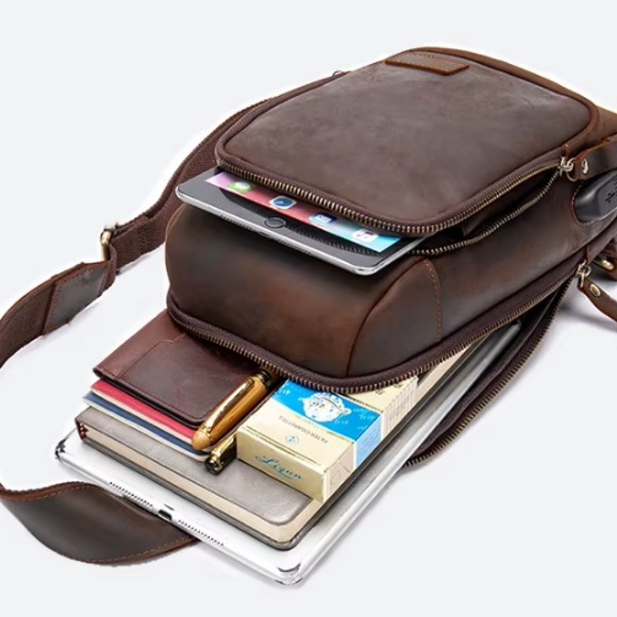 GENERICO - Pechera Morral de Cuero Patmos 9151 Hombres