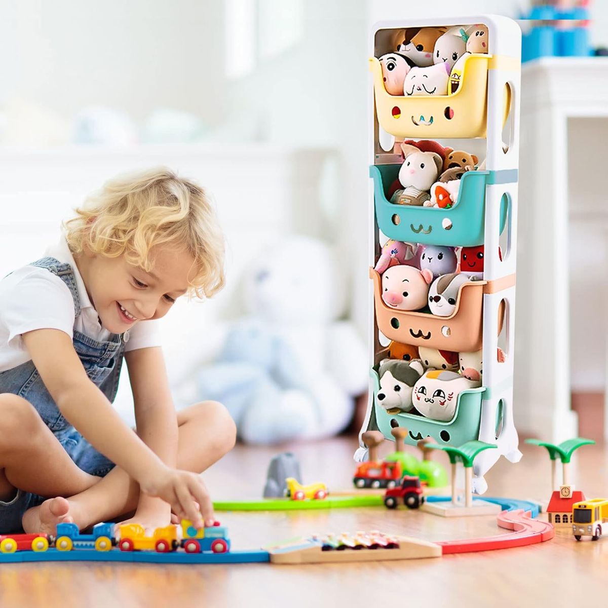 GENERICO - ORGANIZADOR ESTANTE INFANTIL JUGUETES 4 NIVELES MULTICOLOR KAWAII