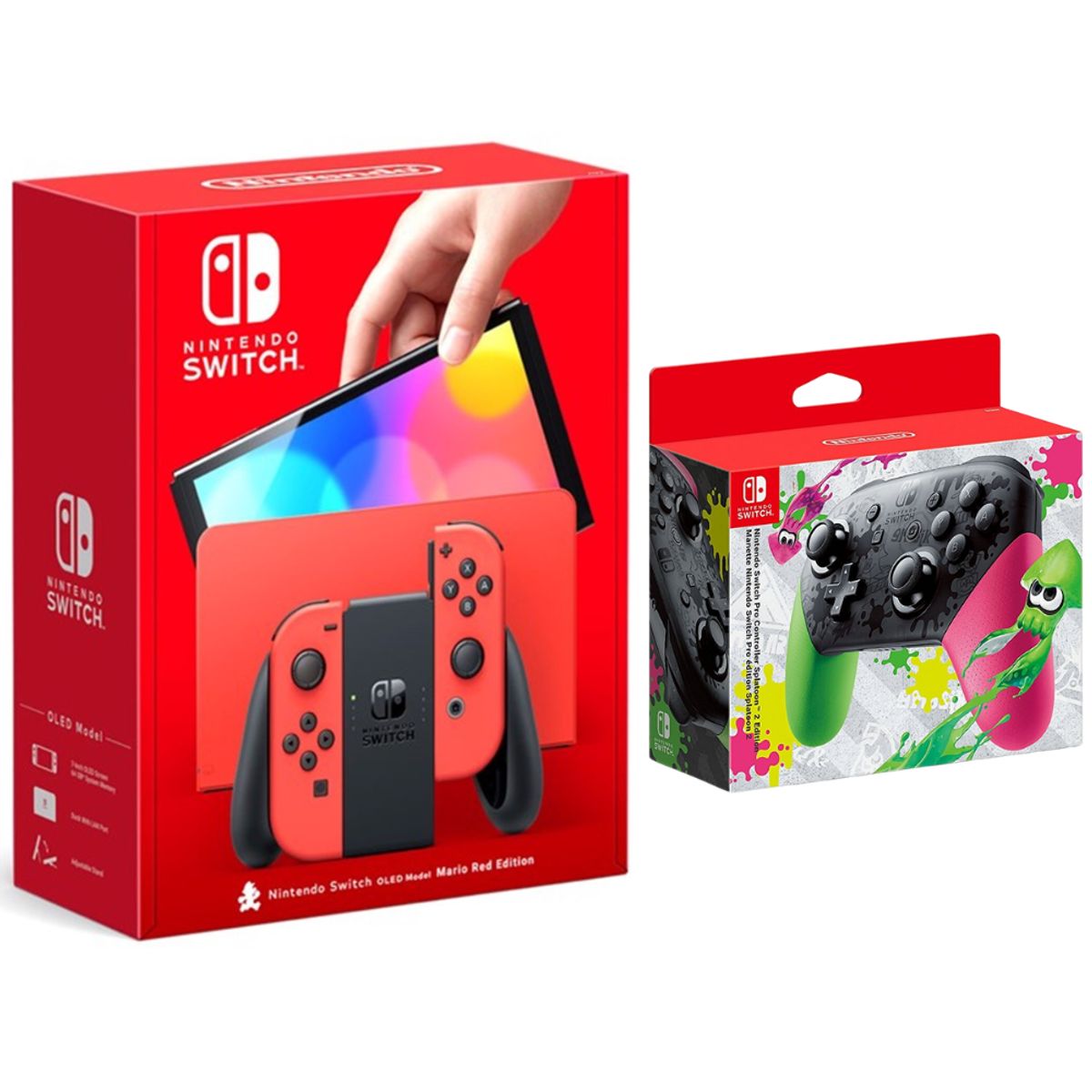 NINTENDO - Consola Nintendo Switch Oled Mario Red Rojo + Mando Pro Splatoon