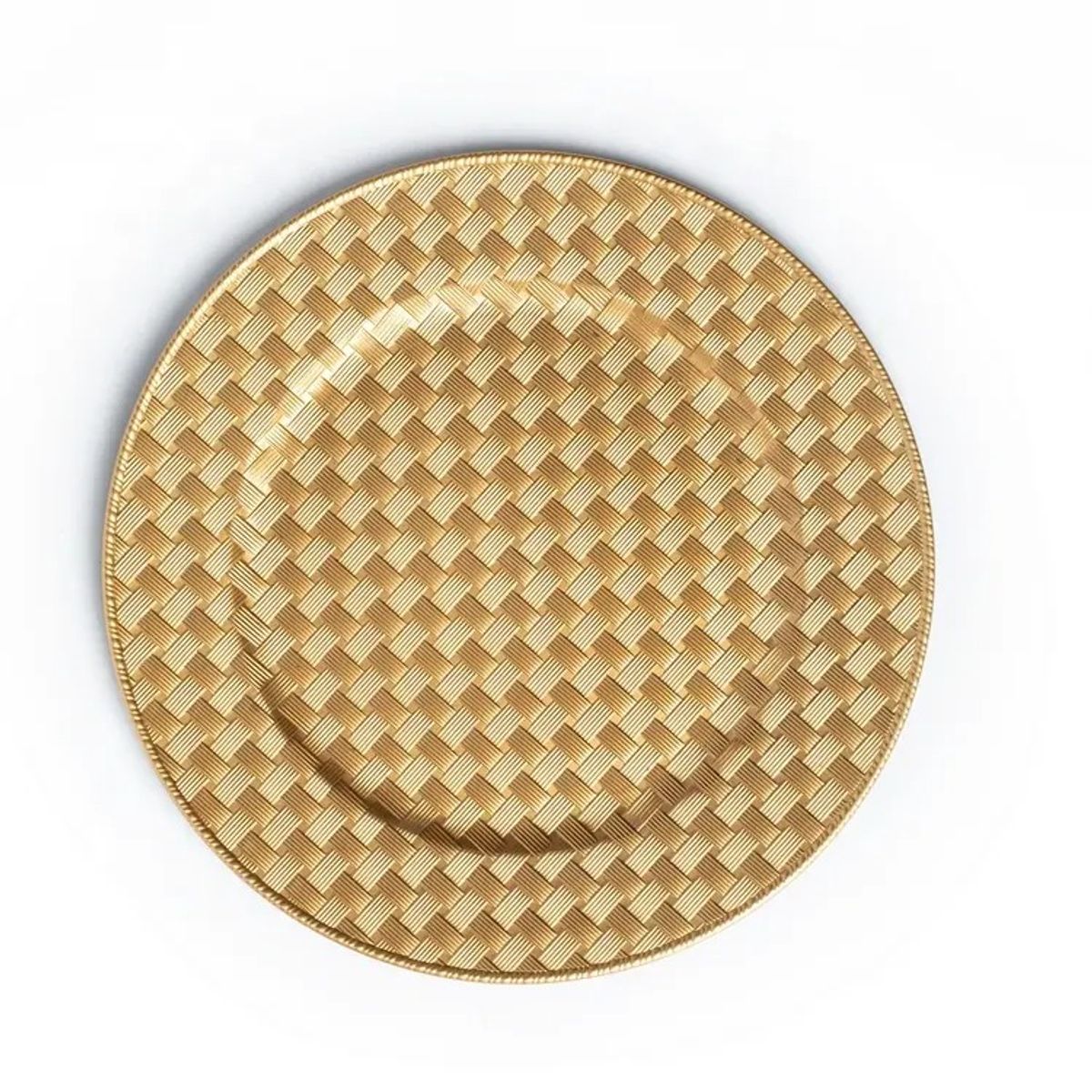 GENERICO - Plato Set x 6 und dorado redondo con textura rattan 33 Cm