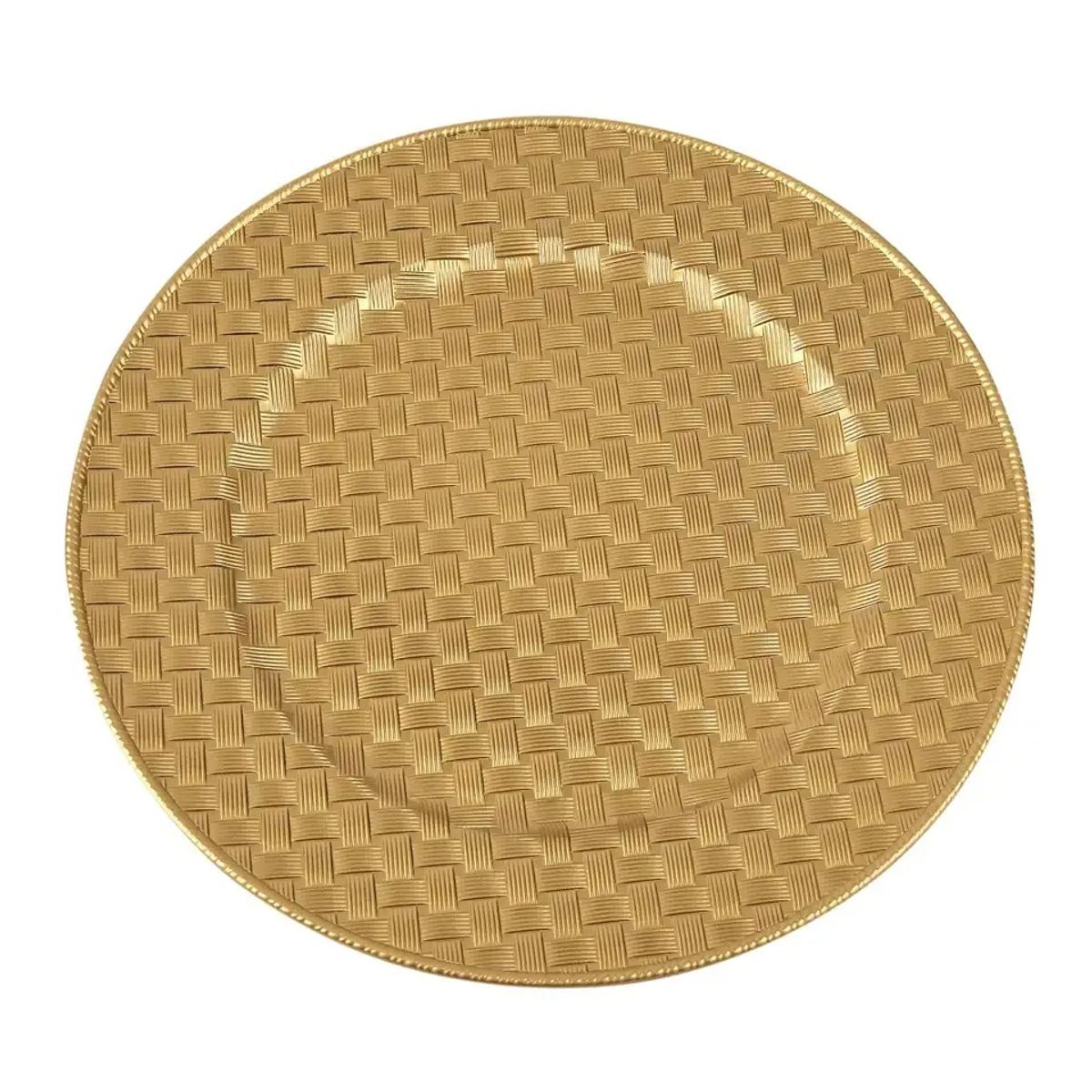 GENERICO - Plato Set x 6 und dorado redondo con textura rattan 33 Cm